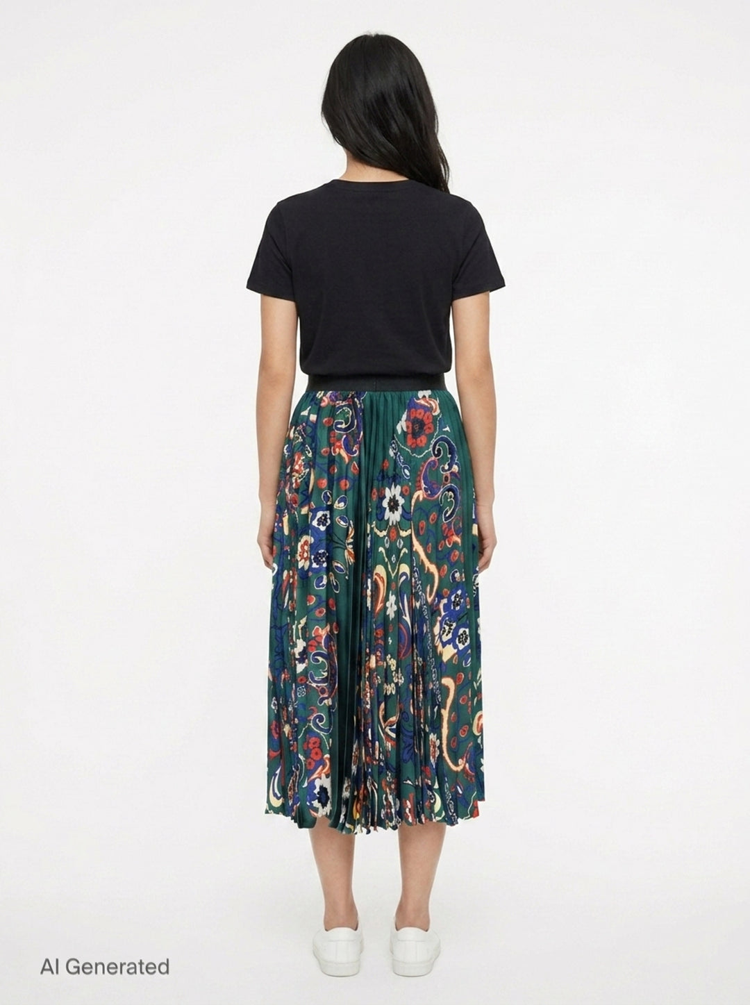 Floral Print Pleated Midi Skirt | sacai | Club21 - back