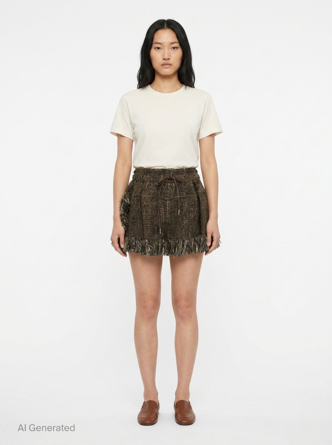Fringe Tweed Mini Skirt | sacai | Club21 - front