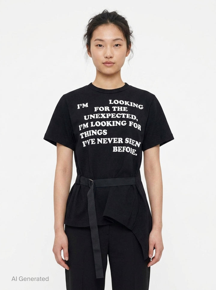 Graphic Print Belted T-Shirt | sacai | Club21 - front