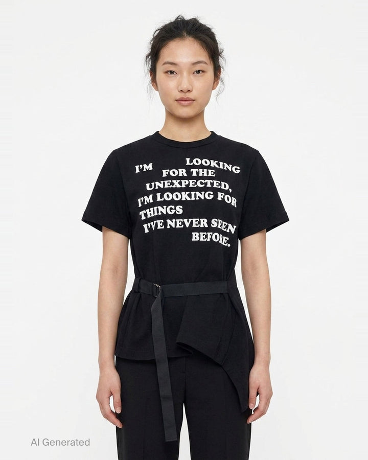 Graphic Print Belted T-Shirt | sacai | Club21 - front