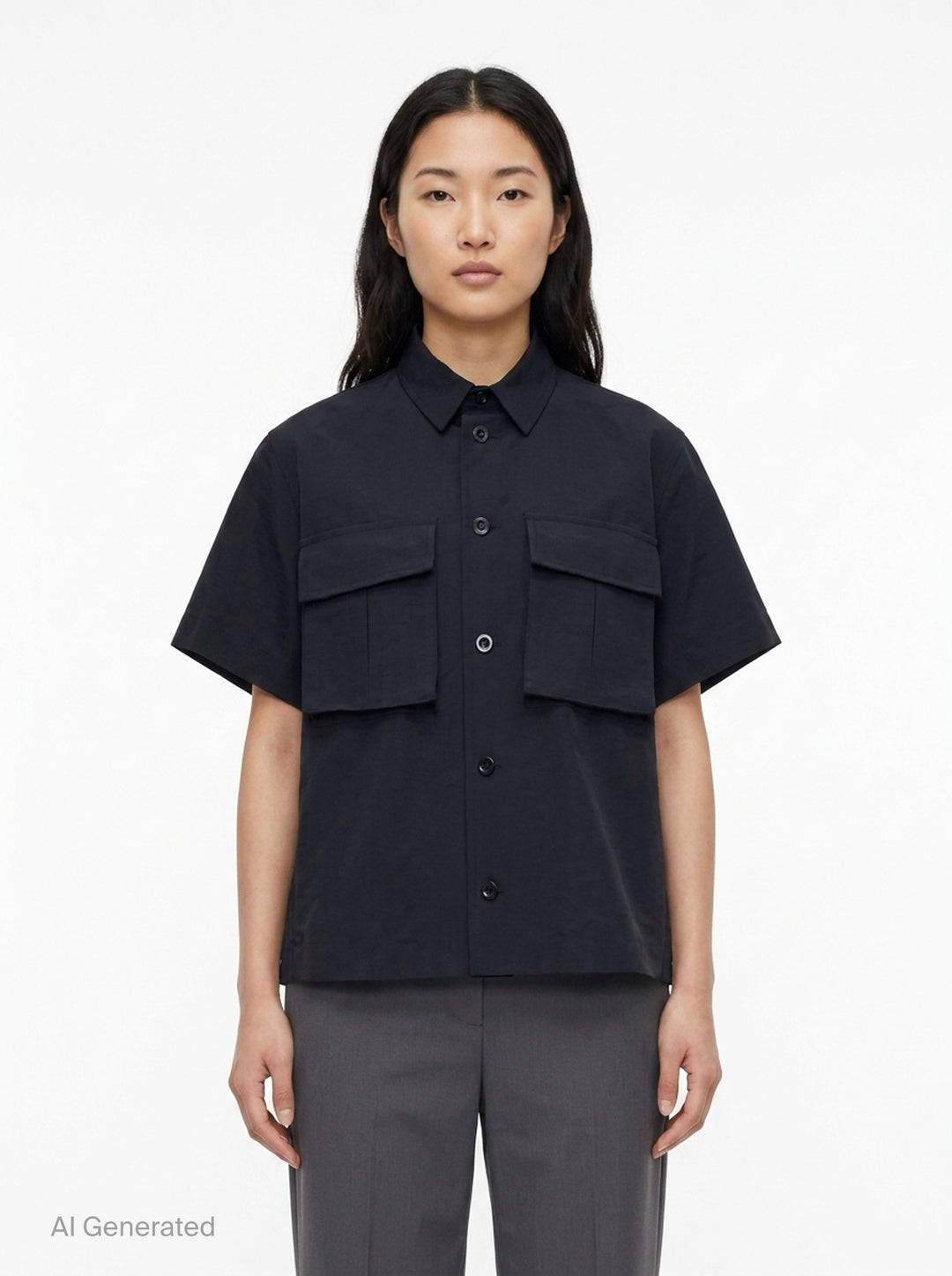 Grosgrain Bonding Short Sleeve Shirt | sacai | Club21 - front