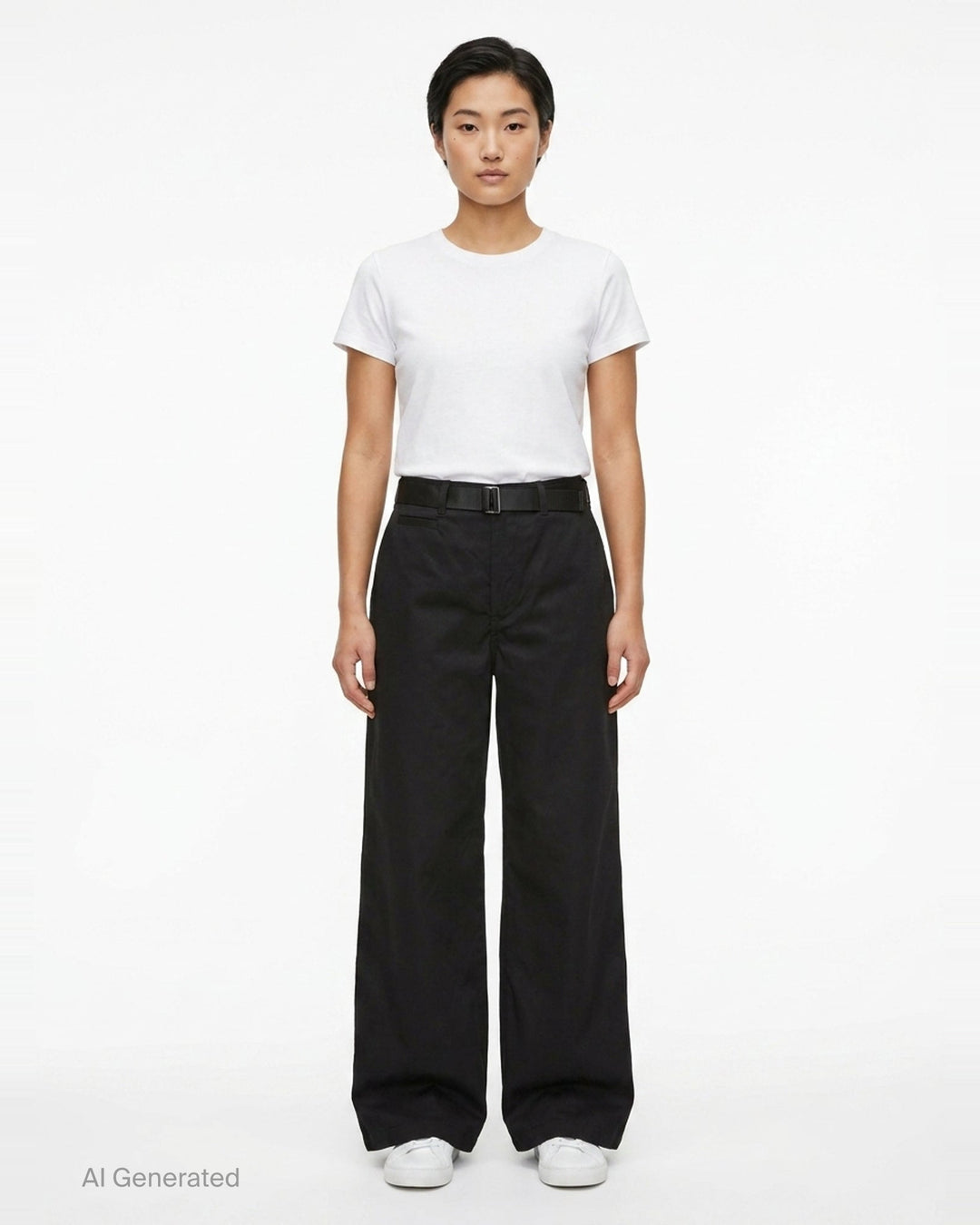 Belted Cotton Chino Pants | sacai | Club21 - front