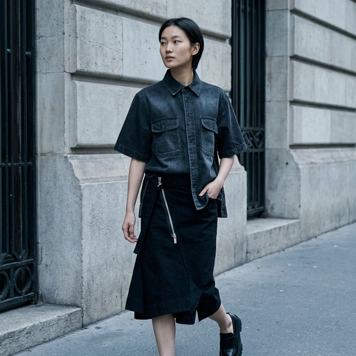 Short Sleeve Denim Shirt | sacai | Club21 - lifestyle