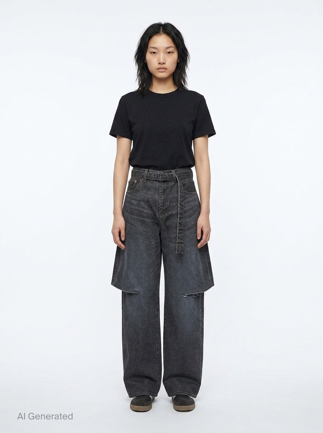 Layered Wide-Leg Denim Jeans | sacai | Club21 - front
