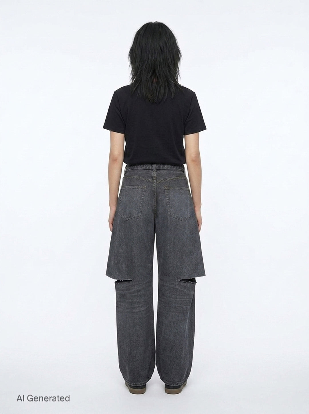 Layered Wide-Leg Denim Jeans | sacai | Club21 - back