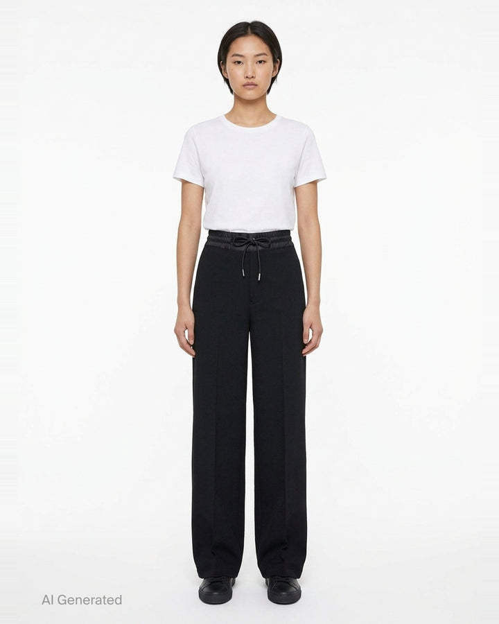 Matelassé Twill Wide-Leg Pants | sacai | Club21 - front