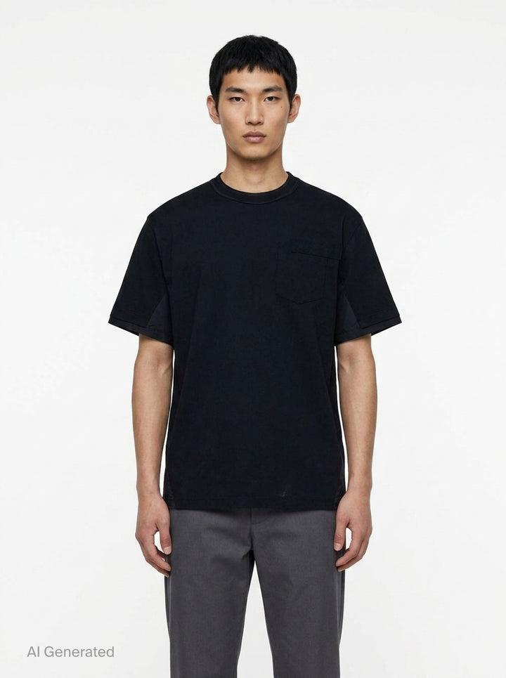 Nylon Twill Cotton Jersey T-Shirt | sacai | Club21 - front