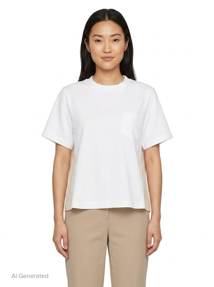 Nylon Twill Cotton Jersey T-Shirt | sacai | Club21 - front