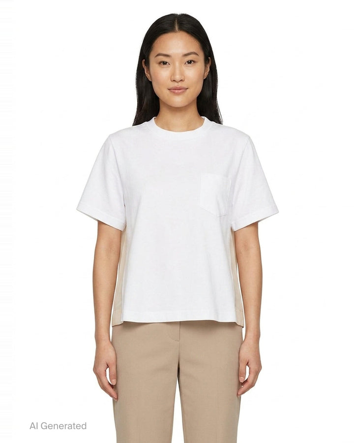 Nylon Twill Cotton Jersey T-Shirt | sacai | Club21 - front