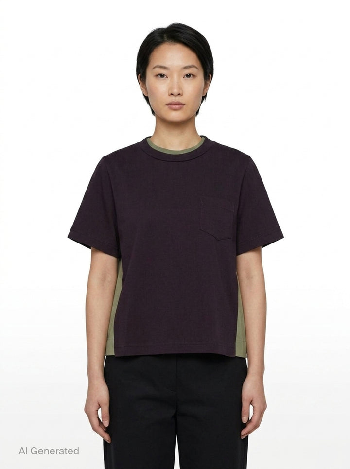 Nylon Twill Cotton Jersey T-Shirt | sacai | Club21 - front
