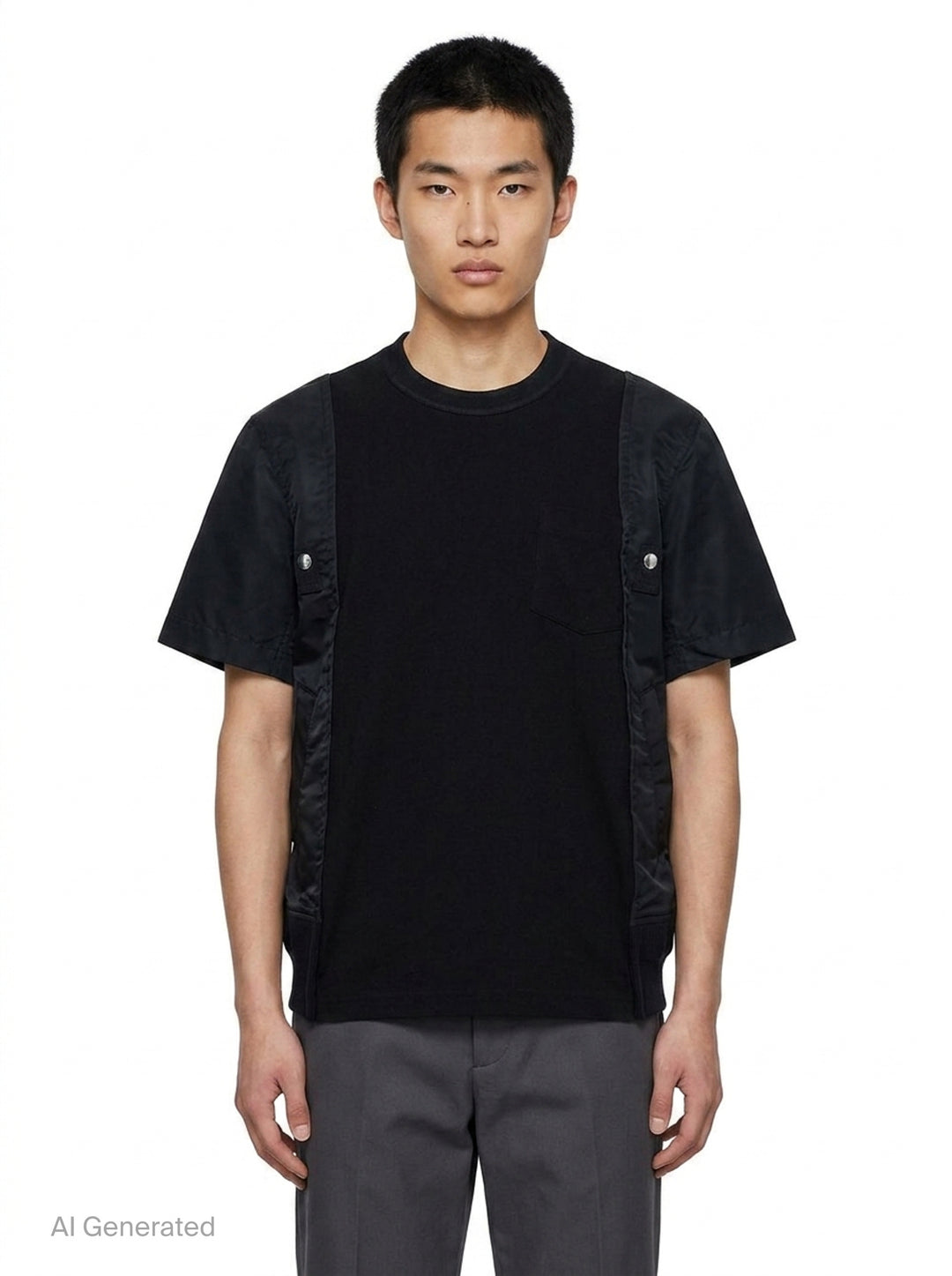 Nylon Twill Cotton Jersey T-Shirt | sacai | Club21 - front