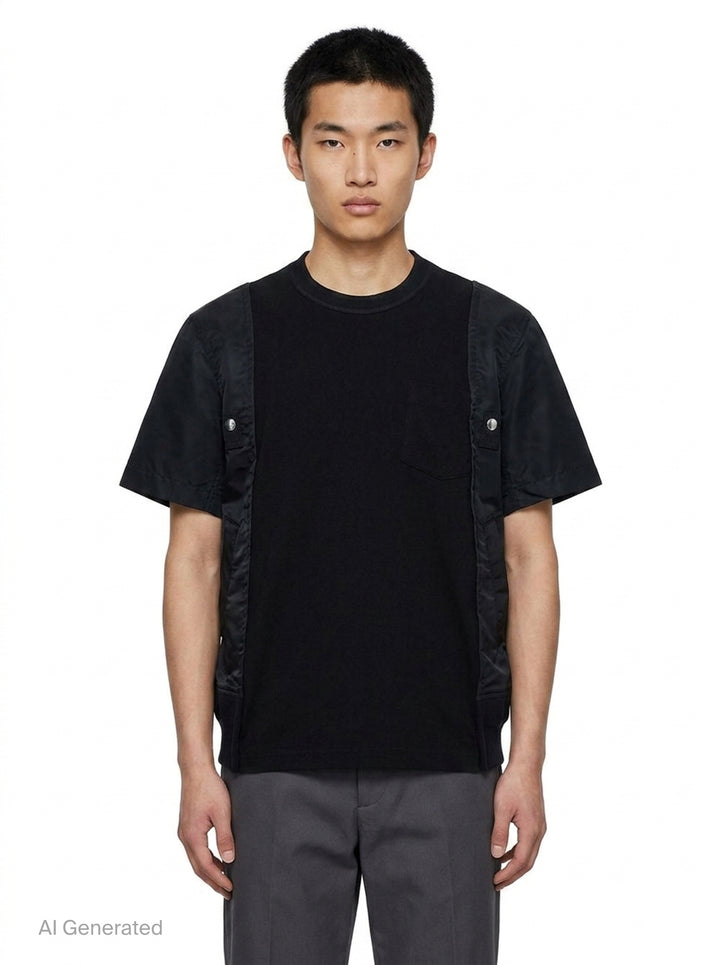 Nylon Twill Cotton Jersey T-Shirt | sacai | Club21 - front