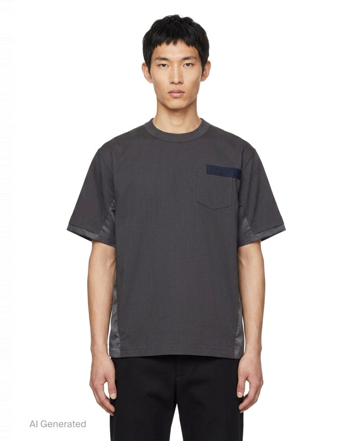 Nylon Twill Cotton Jersey T-Shirt | sacai | Club21 - front