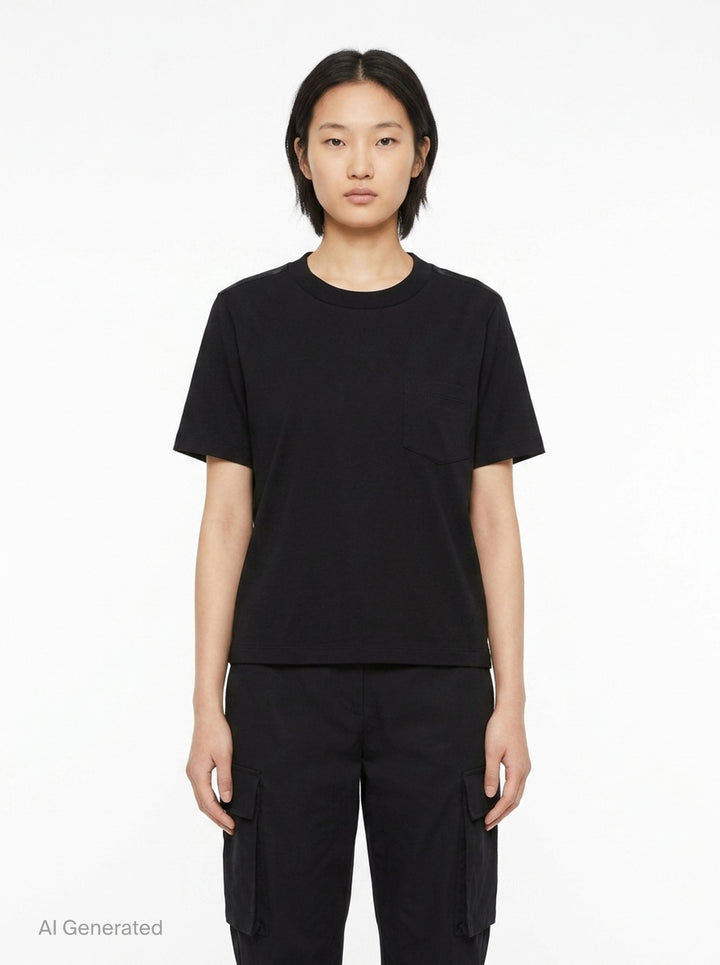 Nylon Twill Cotton Jersey T-Shirt | sacai | Club21 - front