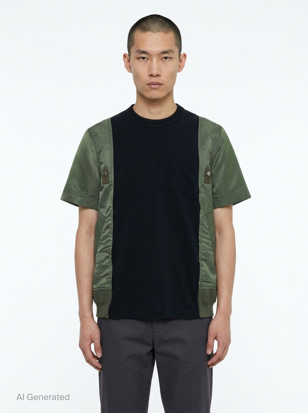 Nylon Twill Cotton Jersey Tee | sacai | Club21 - front