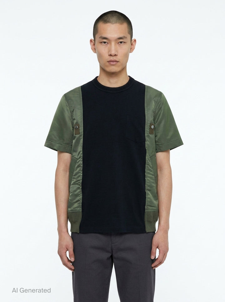 Nylon Twill Cotton Jersey Tee | sacai | Club21 - front