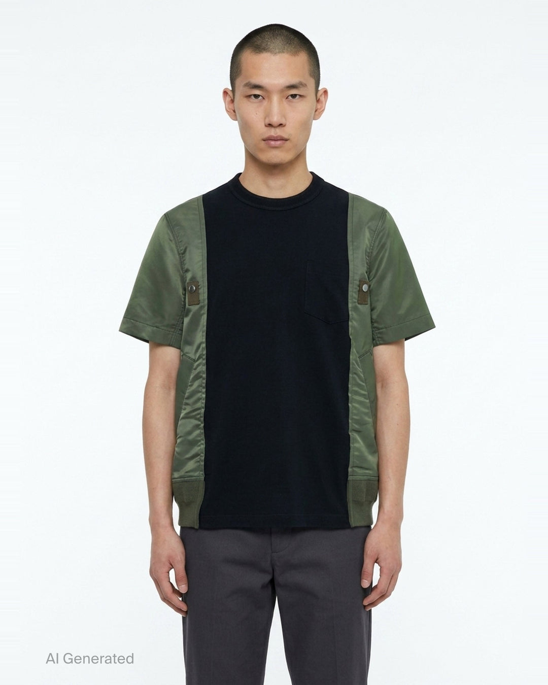 Nylon Twill Cotton Jersey Tee | sacai | Club21 - front