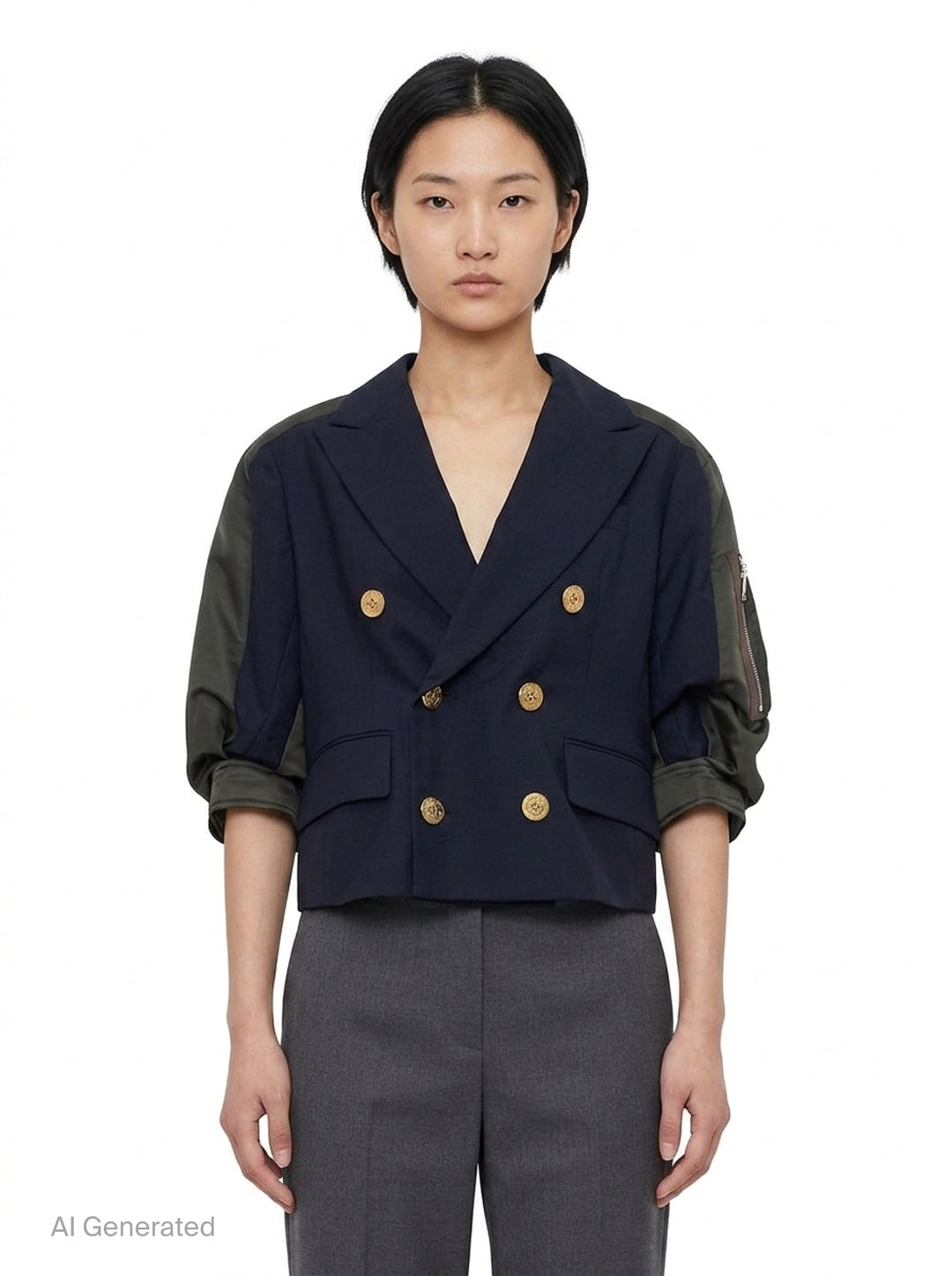 Nylon Twill Suiting Hybrid Jacket | sacai | Club21 - front