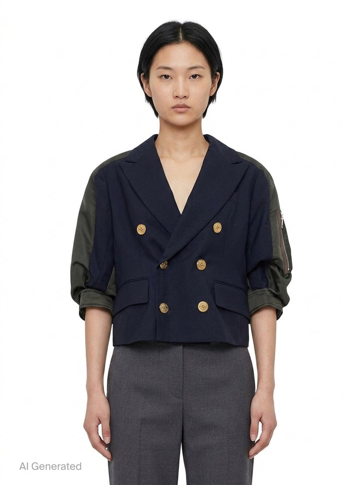 Nylon Twill Suiting Hybrid Jacket | sacai | Club21 - front