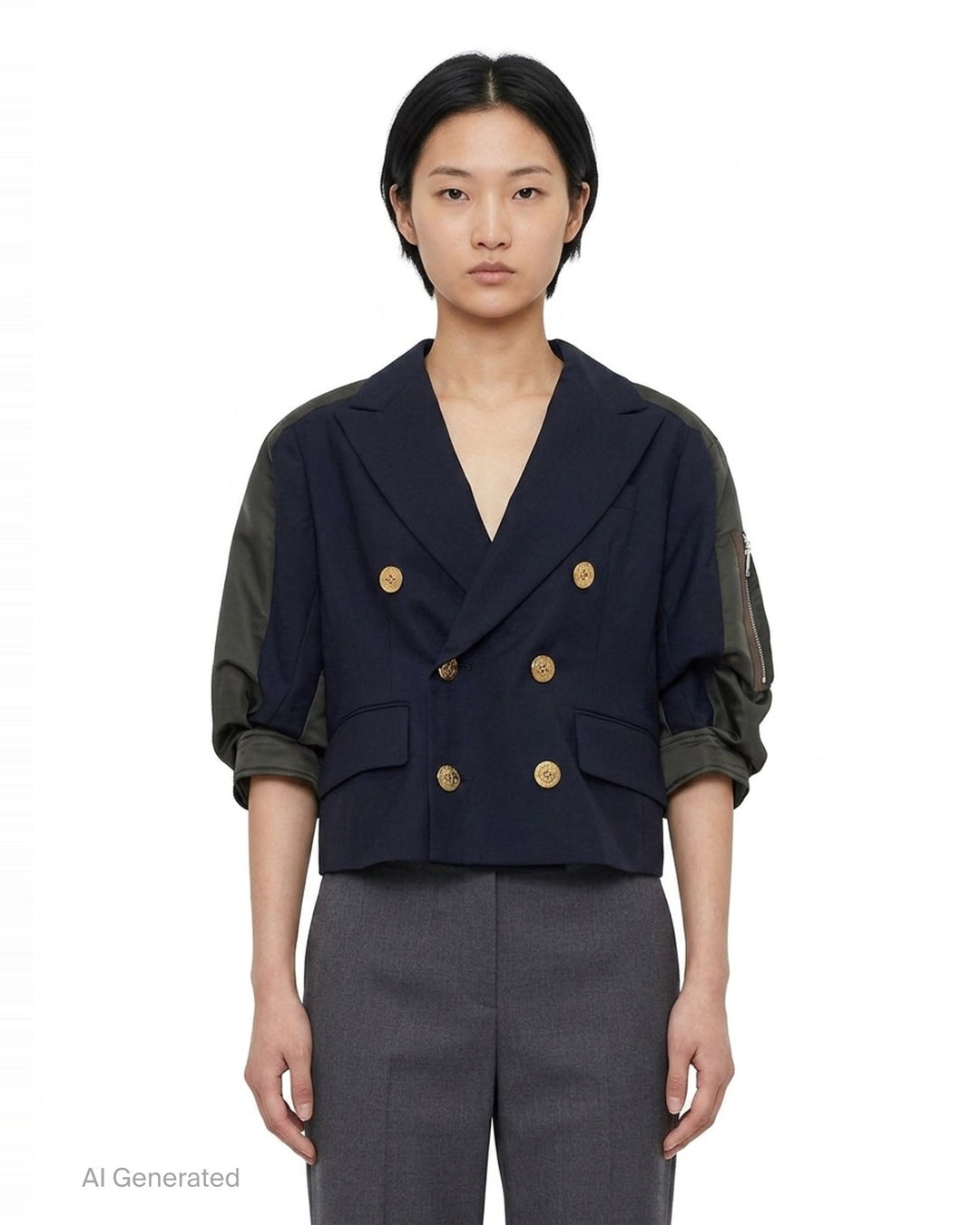 Nylon Twill Suiting Hybrid Jacket | sacai | Club21 - front