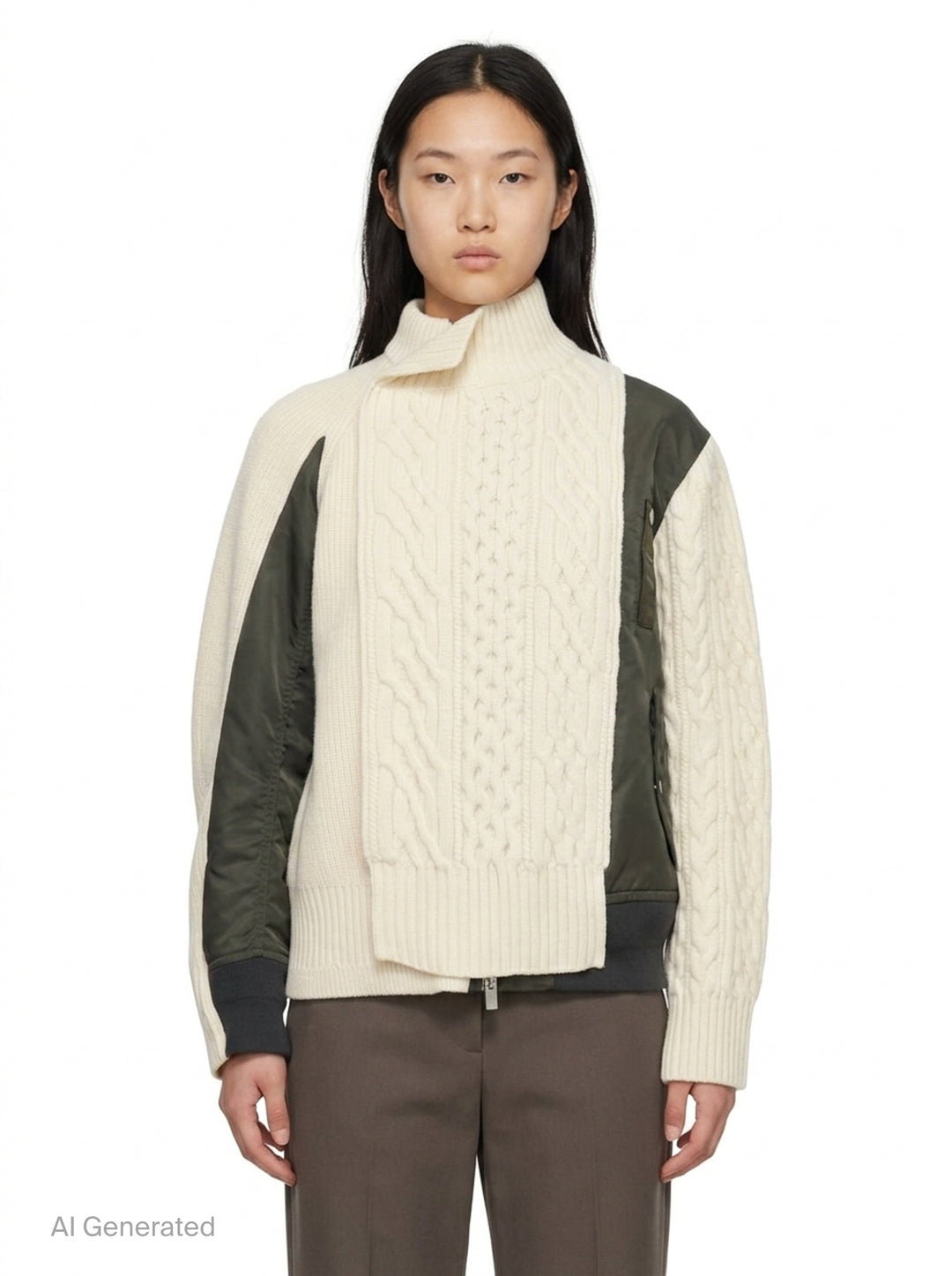 Nylon Twill Wool Knit Blouson | sacai | Club21 - front
