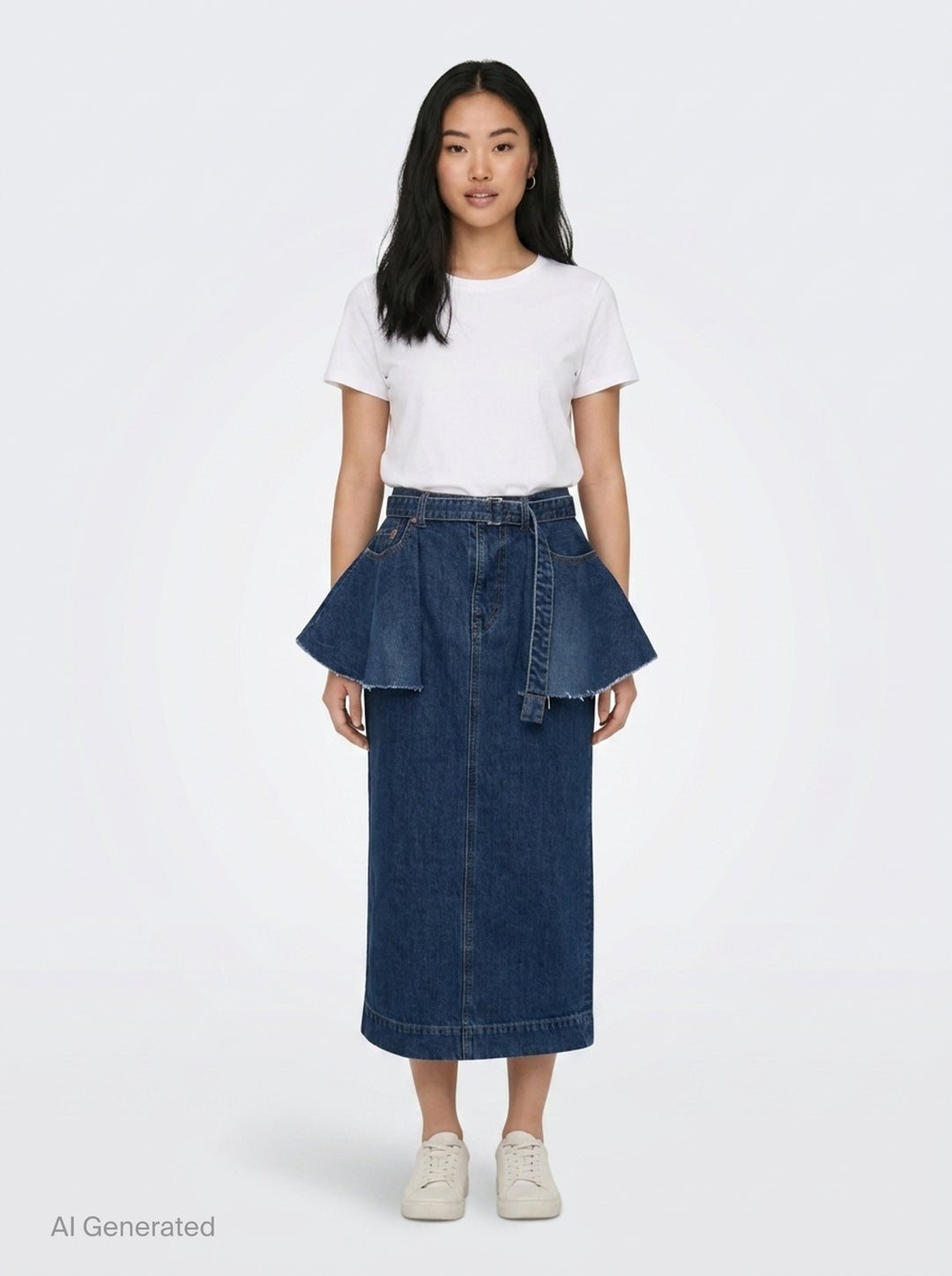 Peplum Denim Midi Skirt | sacai | Club21 - front