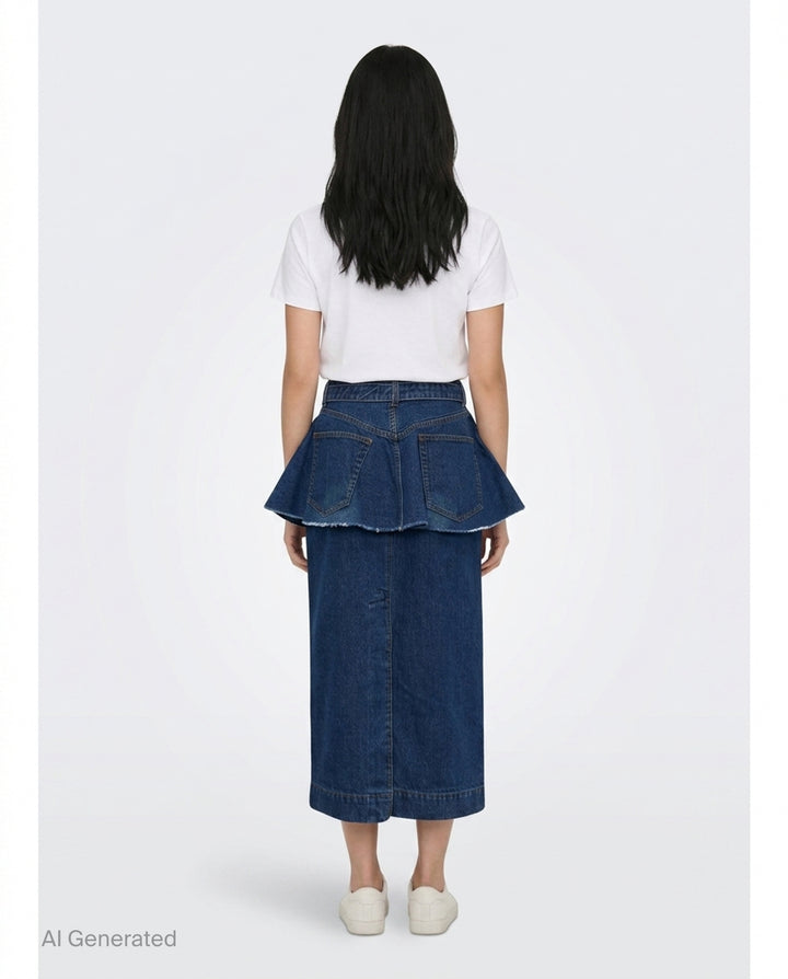 Peplum Denim Midi Skirt | sacai | Club21 - back