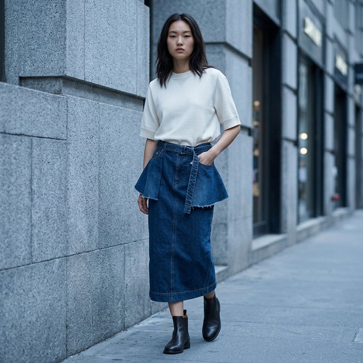 Peplum Denim Midi Skirt | sacai | Club21 - lifestyle