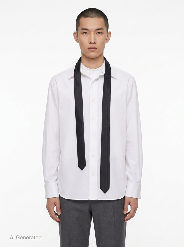Poplin Shirt with Satin Tie | sacai | Club21 - front