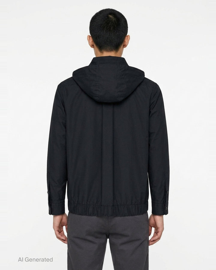 Poplin Striped Hoodie Jacket | sacai | Club21 - back