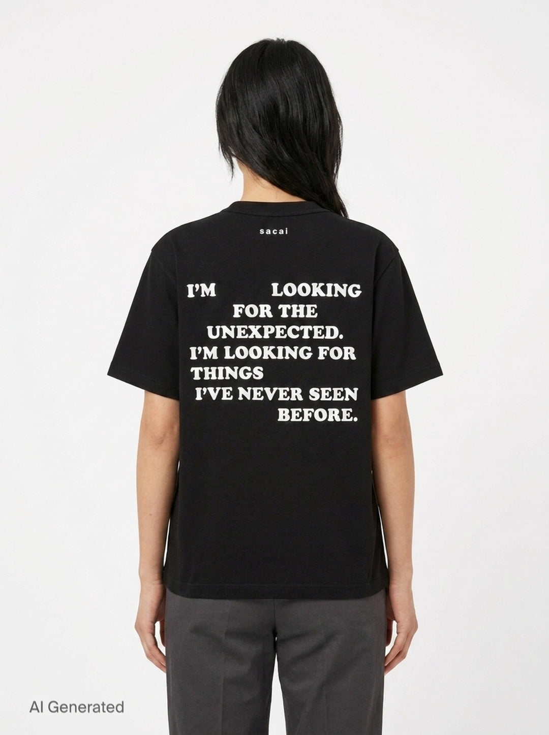 sacai Robert Mapplethorpe Graphic Tee in black, featuring a square monochrome photographic print of two tulips — one in bloom and one wilting — on the chest, with a relaxed boxy fit and crew neckline - back