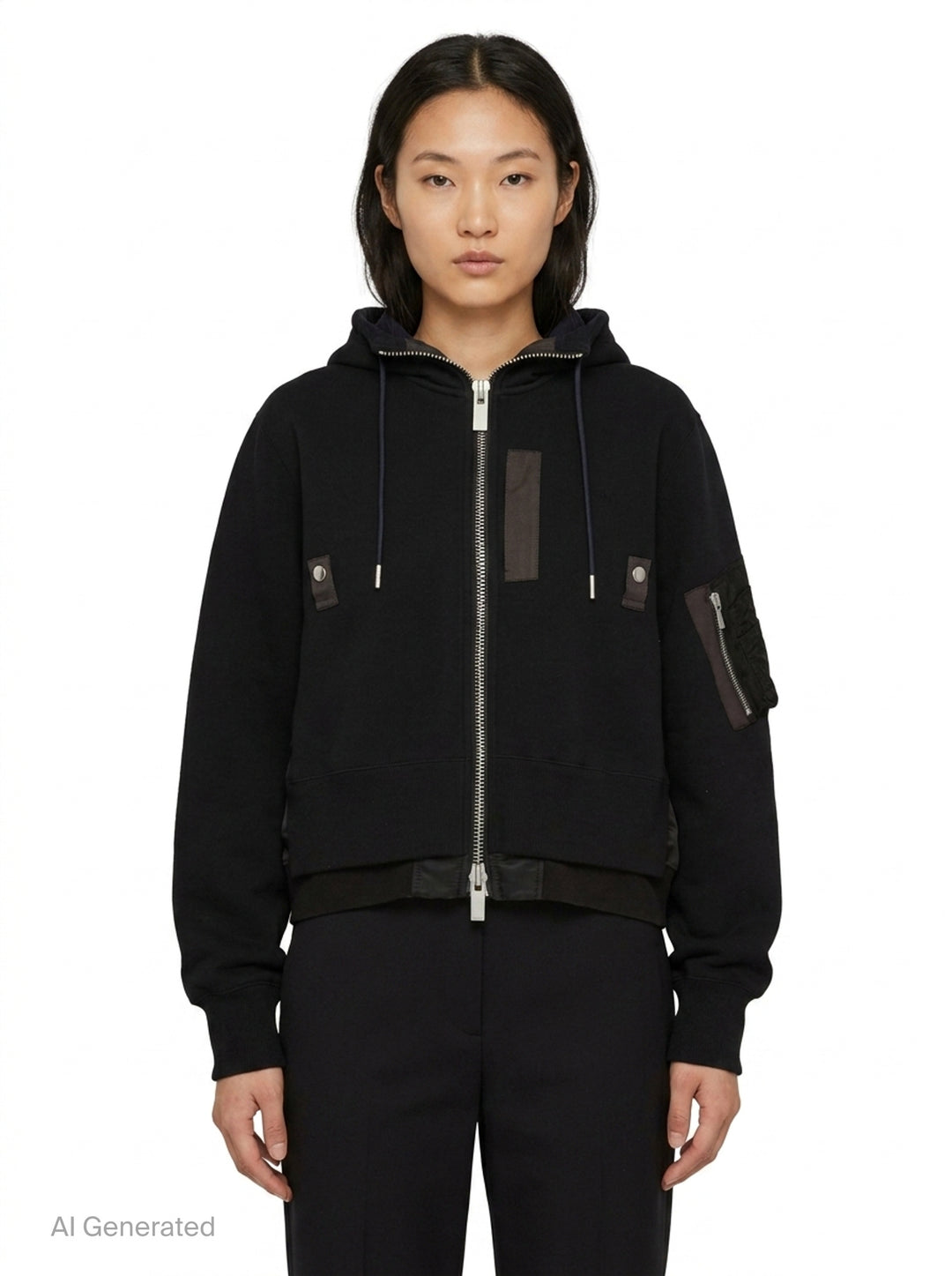 Sponge Sweat Nylon Twill Hoodie | sacai | Club21 - front