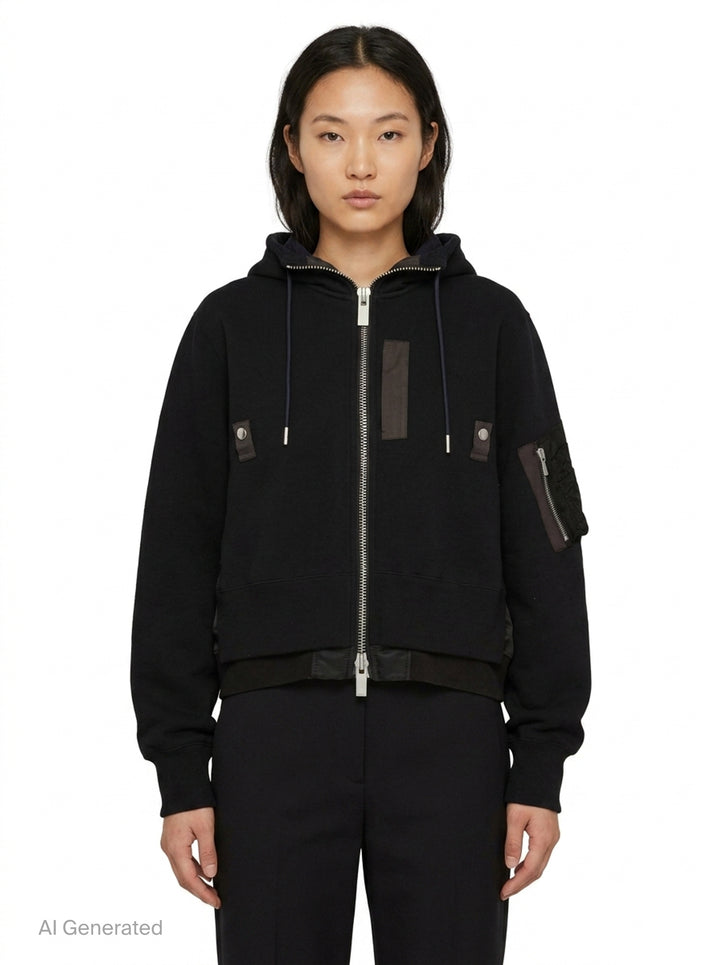 Sponge Sweat Nylon Twill Hoodie | sacai | Club21 - front