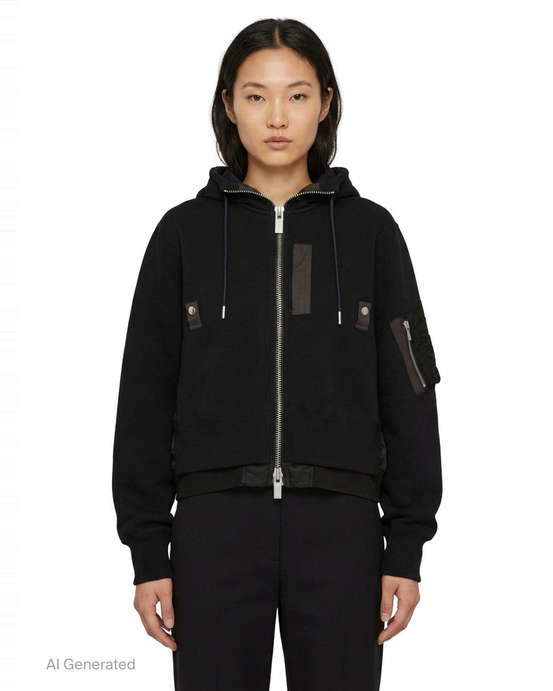 Sponge Sweat Nylon Twill Hoodie | sacai | Club21 - front