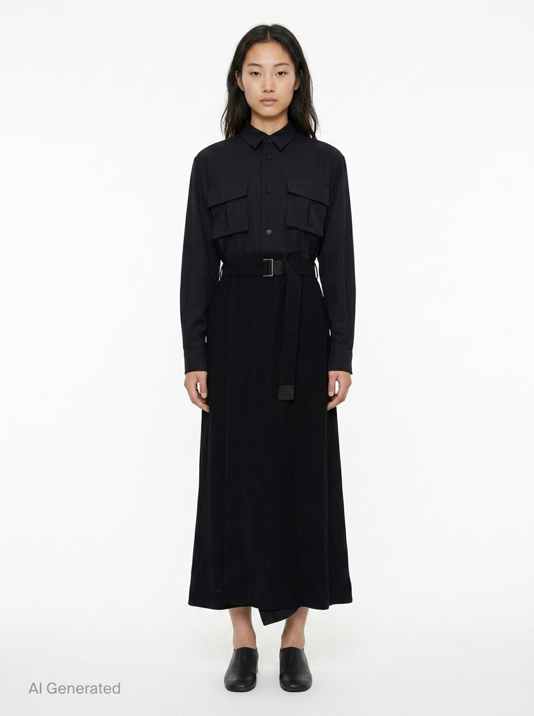 Suiting Crepe Back Satin Dress | sacai | Club21 - front
