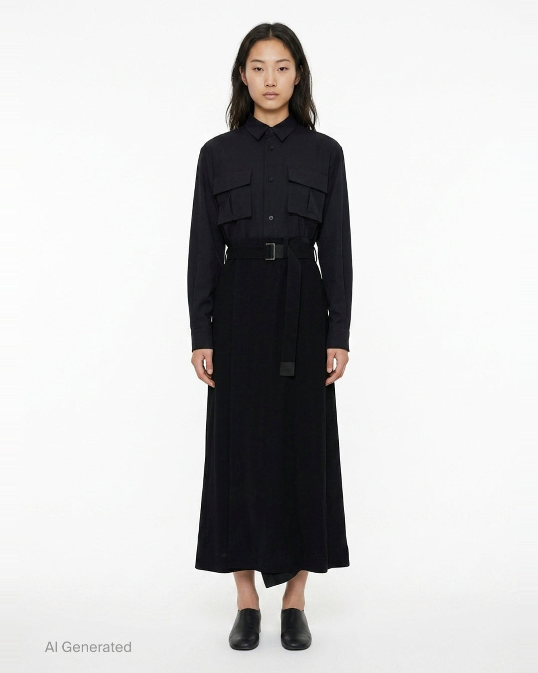 Suiting Crepe Back Satin Dress | sacai | Club21 - front
