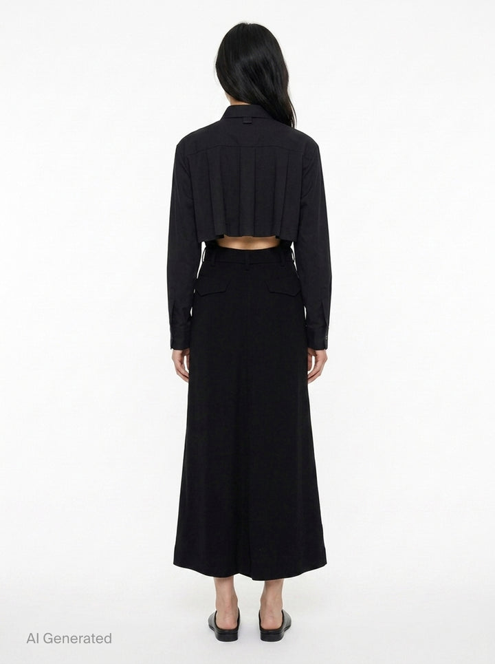 Suiting Crepe Back Satin Dress | sacai | Club21 - back