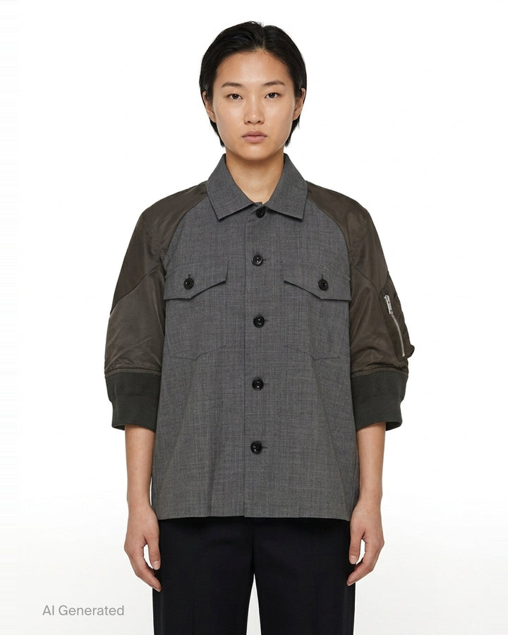 Suiting Nylon Twill Shirt Jacket | sacai | Club21 - front