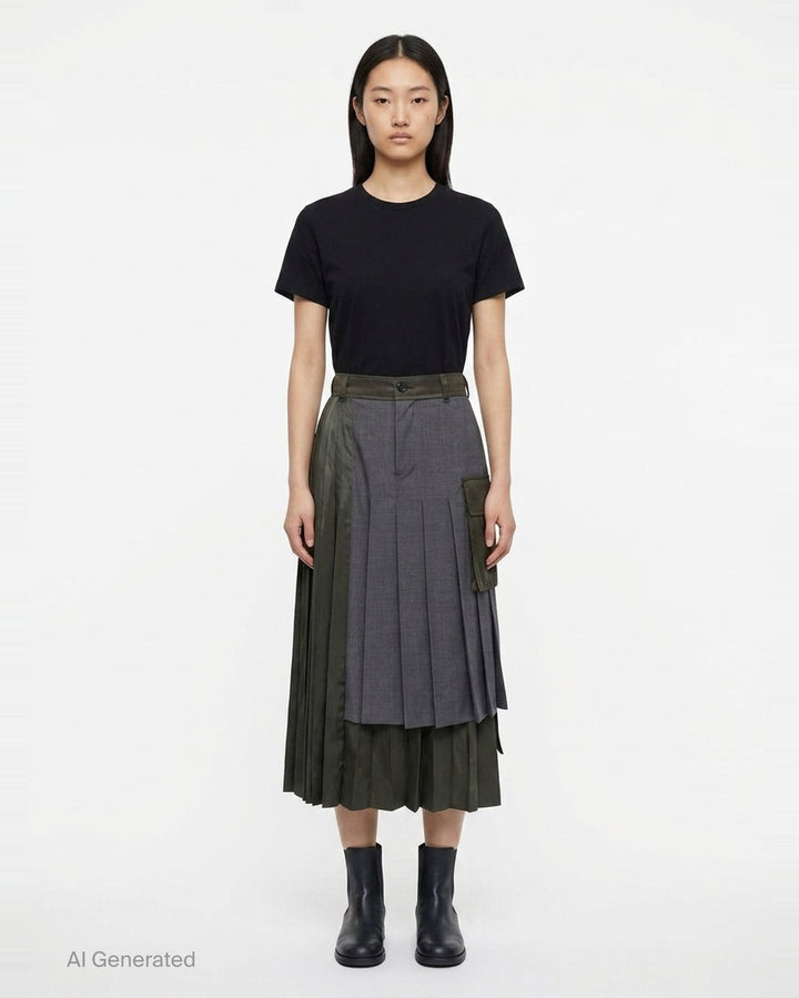 Suiting Nylon Twill Skirt | sacai | Club21 - front