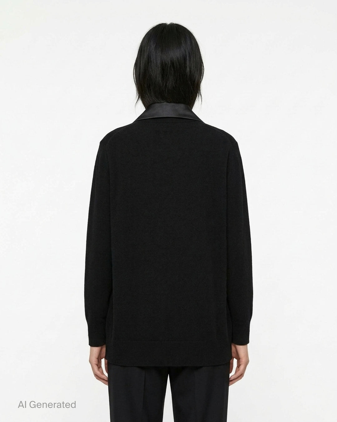 sacai Suiting x Wool Knit Cardigan in black, featuring satin-faced peaked lapels, double-breasted button fastening, and a hybrid suiting and wool knit construction, shown on a flat lay against a white background - back
