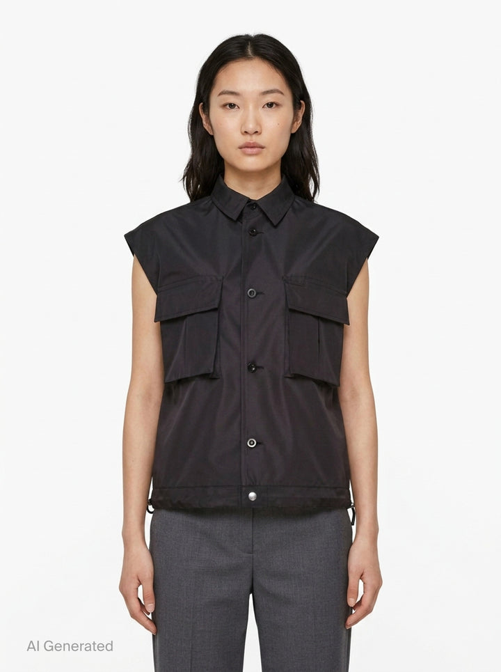 Taffeta Bonding Satin Vest | sacai | Club21 - front