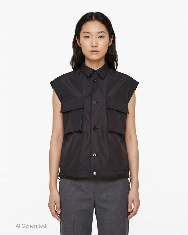 Taffeta Bonding Satin Vest | sacai | Club21 - front
