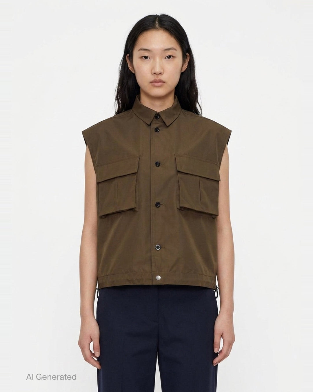 Taffeta Bonding Satin Vest | sacai | Club21 - front