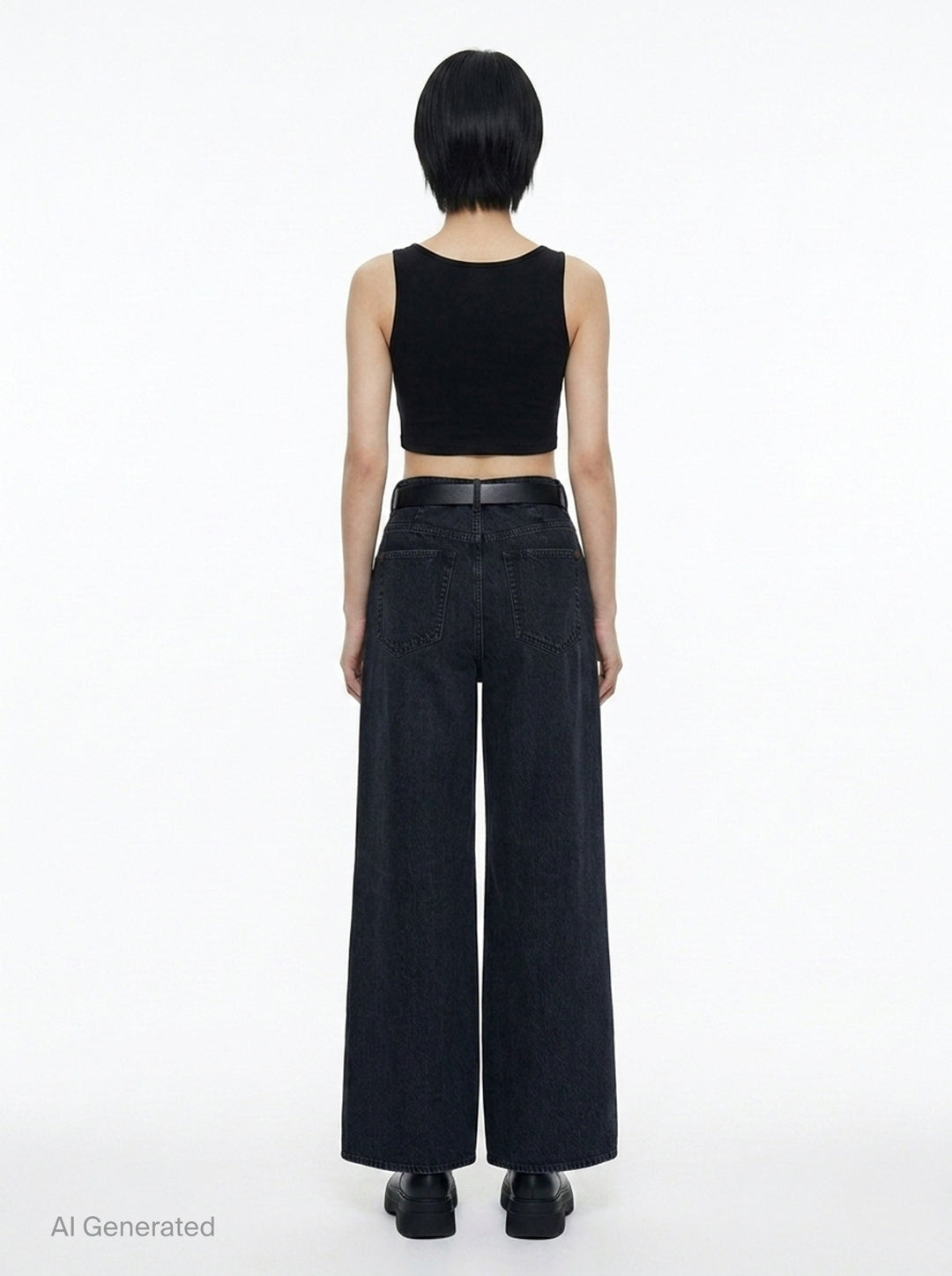 Wide Leg Belted Denim Pants | sacai | Club21 - back