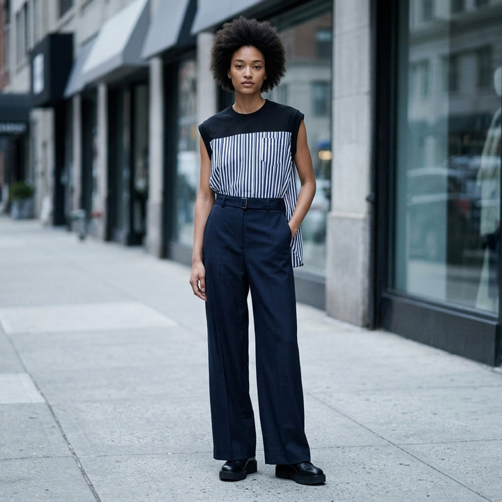 Wide Leg Belted Suiting Pants | sacai | Club21 - lifestyle