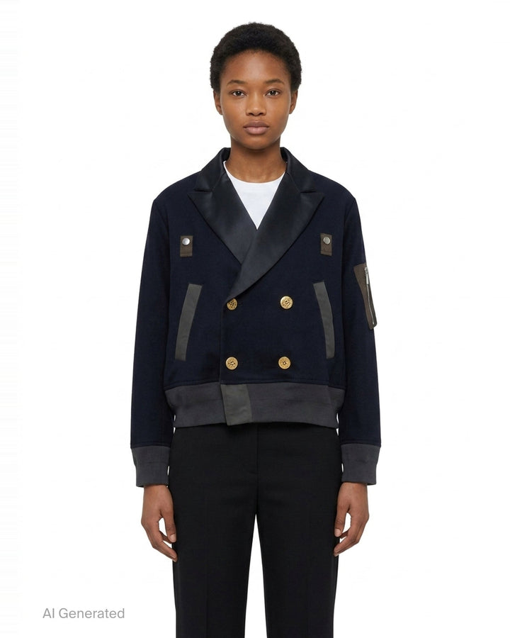 Wool Flannel Nylon Twill Jacket | sacai | Club21 - front
