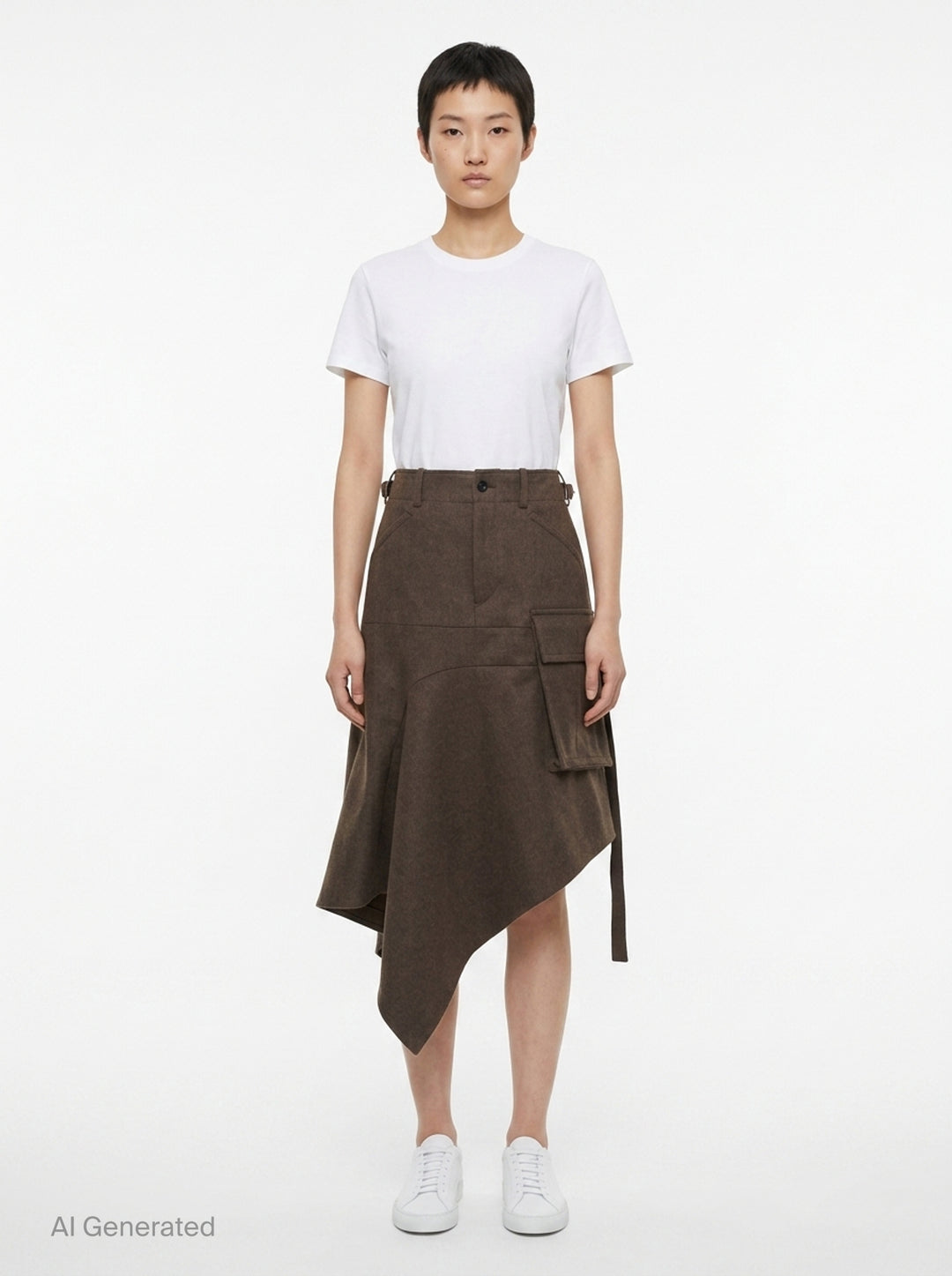 Wool Melton Asymmetric Cargo Skirt | sacai | Club21 - front