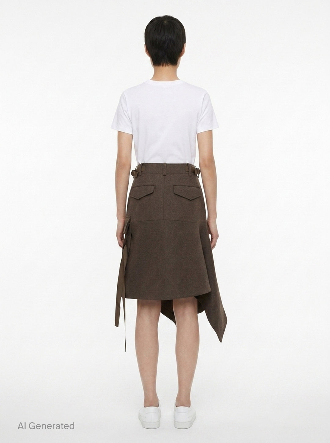Wool Melton Asymmetric Cargo Skirt | sacai | Club21 - back