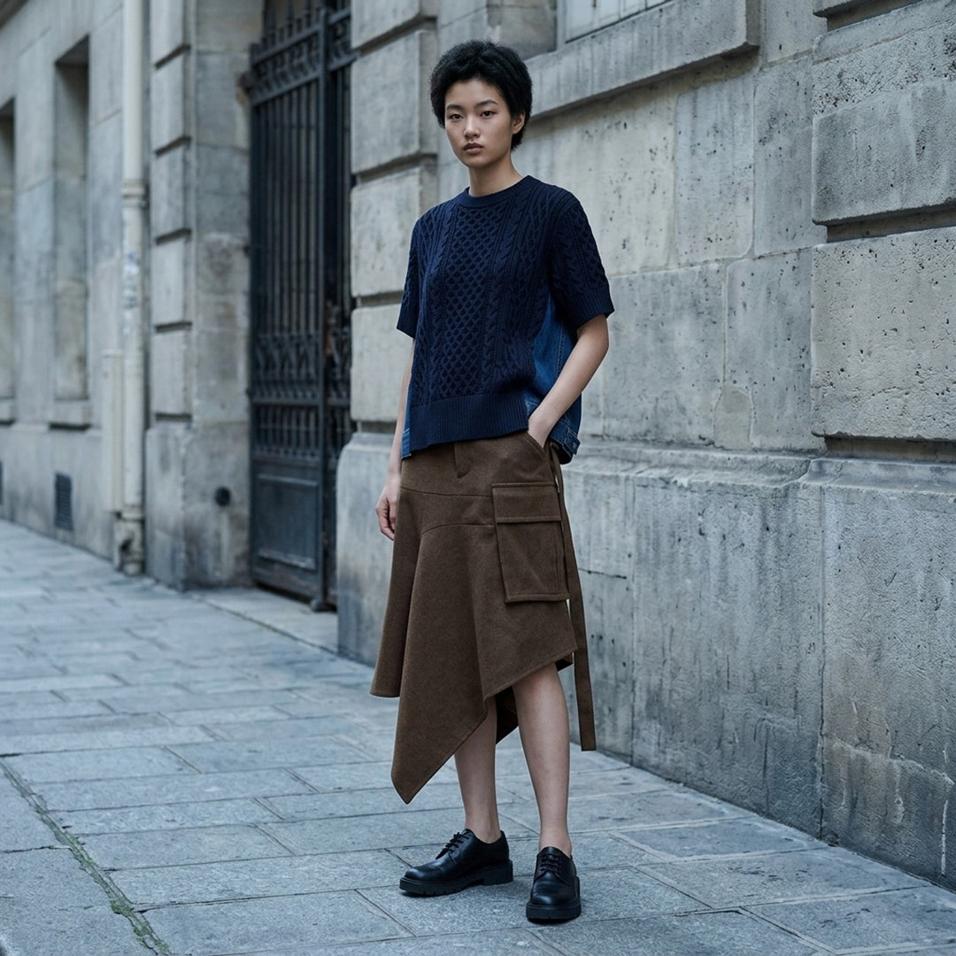 Wool Melton Asymmetric Cargo Skirt | sacai | Club21 - lifestyle