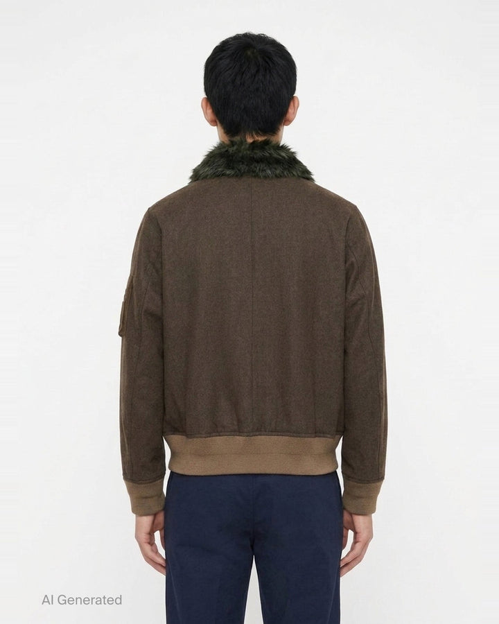 Wool Melton Fur Collar Blouson | sacai | Club21 - back